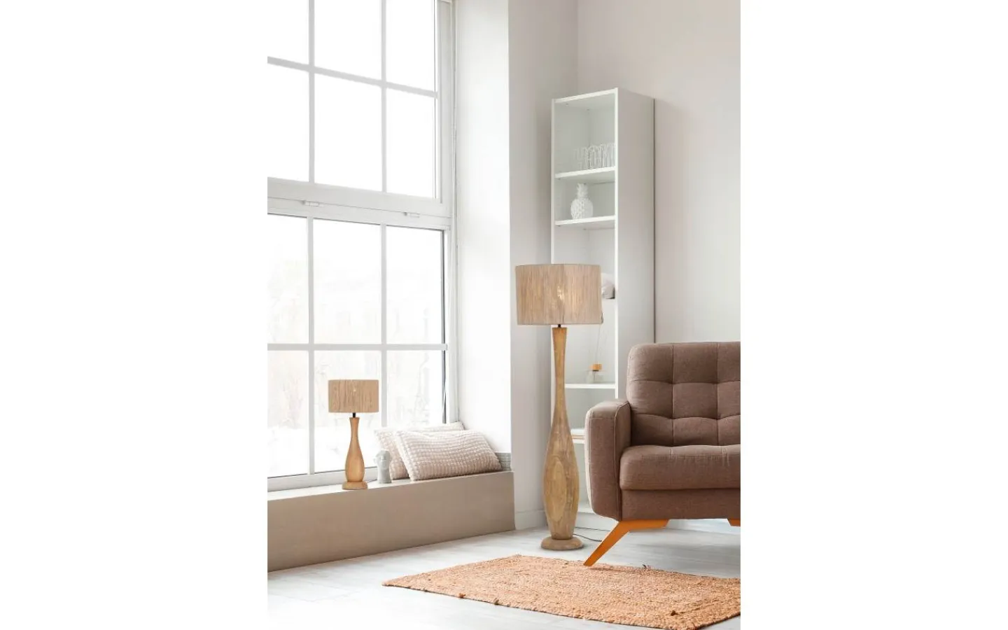 Bordslampor-Trio Lighting Toba Bordslampa E27 trä/beige