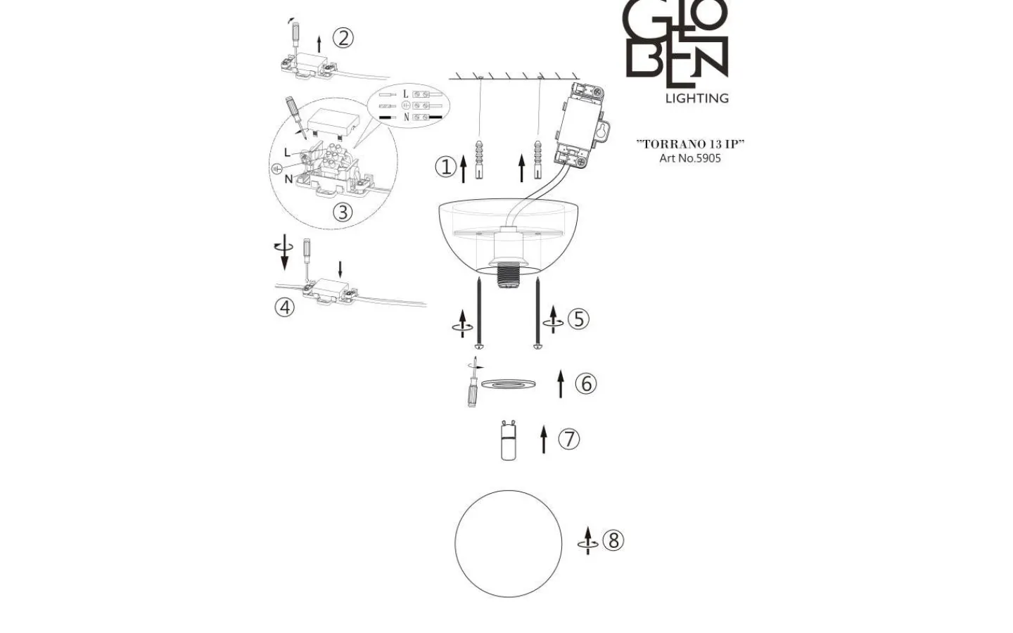 Badrumslampor Vägg|Badrumslampor Tak < Globen Lighting Torrano Vägglampa/Plafond 13cm IP44 Svart