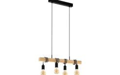 Kök & Matplats|Avlånga Taklampor < Eglo Townshend Taklampa 70cm 4L Svart/Ek