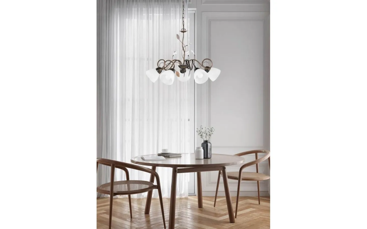 Stora Taklampor Ø70-150 Cm-Trio Lighting Traditio Takkrona 70cm 5-delad E14 rustik