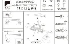 Badrumslampor Vägg < Eglo Tragacete Spegellampa 60cm LED 4000K 15,5W Silver IP44