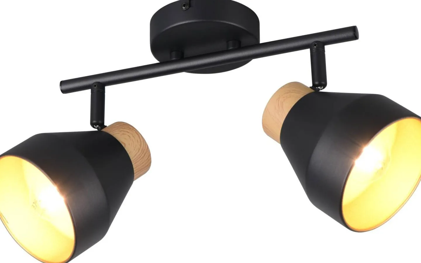 Takspot Med 2 Lampor-Reality Valentin Spotlight 2-delad E14 matt svart/guld/trä