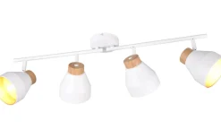 Avlånga Takspotlights|Takspot Med Minst 4 Lampor-Reality Valentin Spotlight 4-delad E14 matt vit/guld/trä