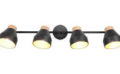 Avlånga Takspotlights|Takspot Med Minst 4 Lampor < Reality Valentin Spotlight 4-delad E14 matt svart/guld/trä