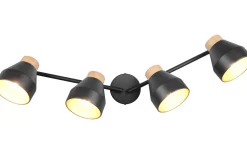 Avlånga Takspotlights|Takspot Med Minst 4 Lampor < Reality Valentin Spotlight 4-delad E14 matt svart/guld/trä