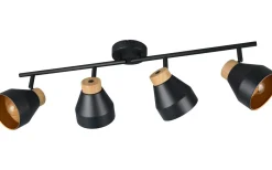 Avlånga Takspotlights|Takspot Med Minst 4 Lampor < Reality Valentin Spotlight 4-delad E14 matt svart/guld/trä
