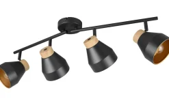Avlånga Takspotlights|Takspot Med Minst 4 Lampor < Reality Valentin Spotlight 4-delad E14 matt svart/guld/trä