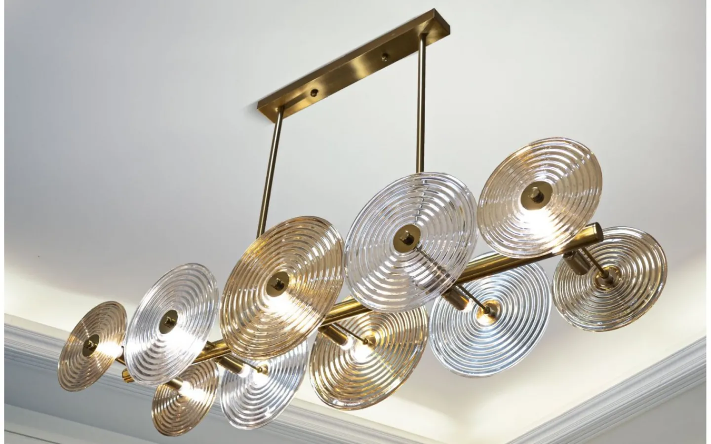 Avlånga Taklampor-Mauro Ferretti Venedig Taklampa Glas 116cm Guld