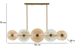 Avlånga Taklampor-Mauro Ferretti Venedig Taklampa Glas 116cm Guld