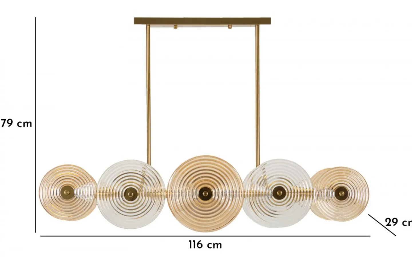 Avlånga Taklampor-Mauro Ferretti Venedig Taklampa Glas 116cm Guld