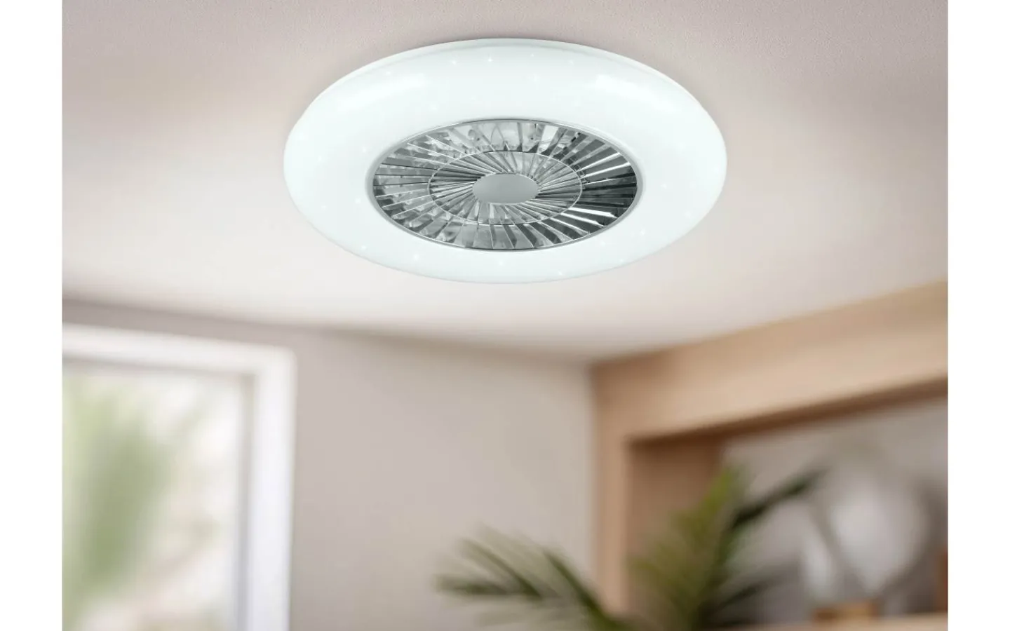 Takfläktar < Reality Visby Takfläkt 58cm LED vit stjärnljus