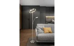 Uplight|Golvläslampor-Trio Lighting Willis Golvlampa LED med läslampa i borstat stål