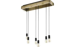 Avlånga Taklampor < Eglo Wootton Taklampa 81cm 6L Svart/Trä