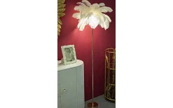 Golvlampor-Mauro Ferretti Yoga Golvlampa Palm 160cm Vit/Guld
