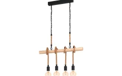 Avlånga Taklampor-Eglo Youngstown Taklampa 70cm 4L Trä/Svart/Hampa